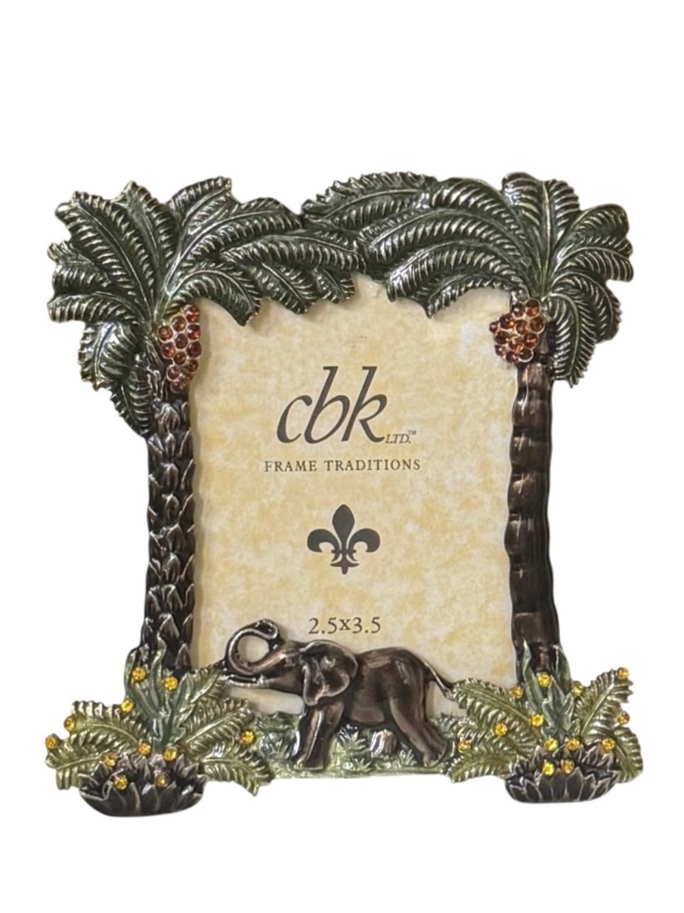 CBK Ltd. Tropical Palm Trees and Elephant Enameled Picture Frame